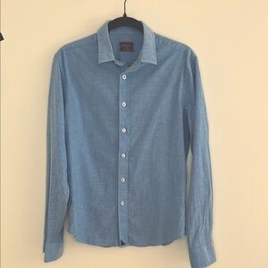 UNTUCKit Men’s Slim Fit Button-Down Shirt – Blue, Size Small